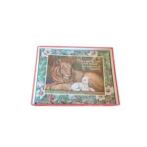 Plus Mark Christmas Cards Greeting Lion Lamb Made in USA Vintage Vtg